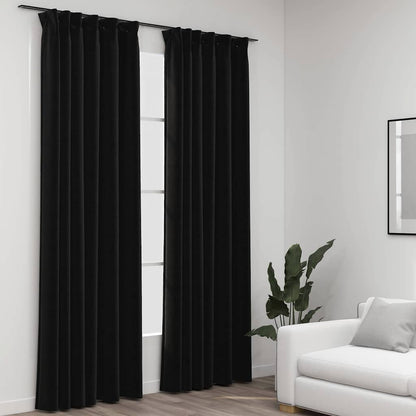 vidaXL Linen-Look Blackout Curtains with Hooks 2 pcs 140x225 cm