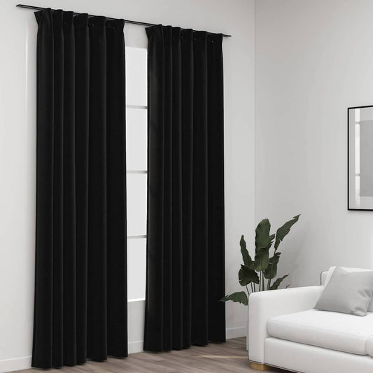 vidaXL Linen-Look Blackout Curtains with Hooks 2 pcs 140x225 cm