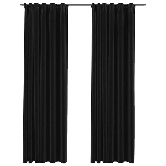 vidaXL Linen-Look Blackout Curtains with Hooks 2 pcs Anthracite 140x245 cm