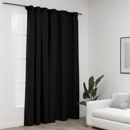 321167 vidaXL Linen-Look Blackout Curtain with Hooks Anthracite 290x245 cm