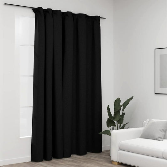 321167 vidaXL Linen-Look Blackout Curtain with Hooks Anthracite 290x245 cm