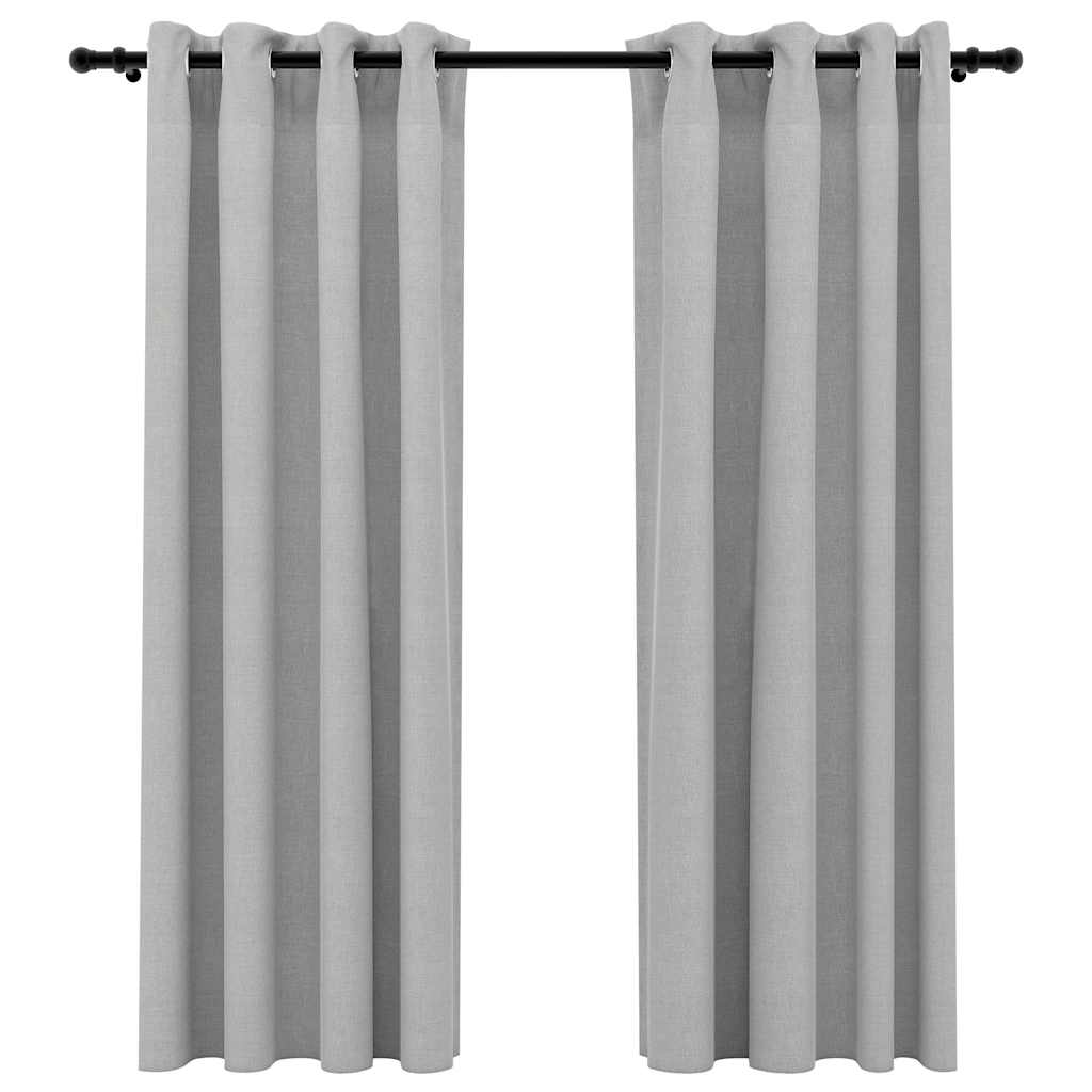 vidaXL Linen-Look Blackout Curtains with Grommets 2pcs Grey 140x175cm