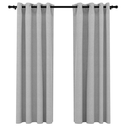 vidaXL Linen-Look Blackout Curtains with Grommets 2pcs Grey 140x175cm