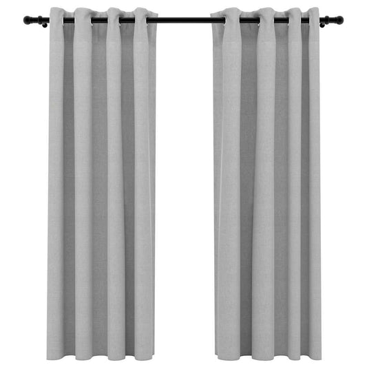 vidaXL Linen-Look Blackout Curtains with Grommets 2pcs Grey 140x175cm