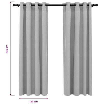 vidaXL Linen-Look Blackout Curtains with Grommets 2pcs Grey 140x175cm