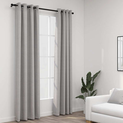 321169 vidaXL Linen-Look Blackout Curtains with Grommets 2pcs Grey 140x225cm
