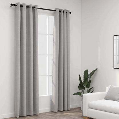 321170 vidaXL Linen-Look Blackout Curtains with Grommets 2pcs Grey 140x245cm