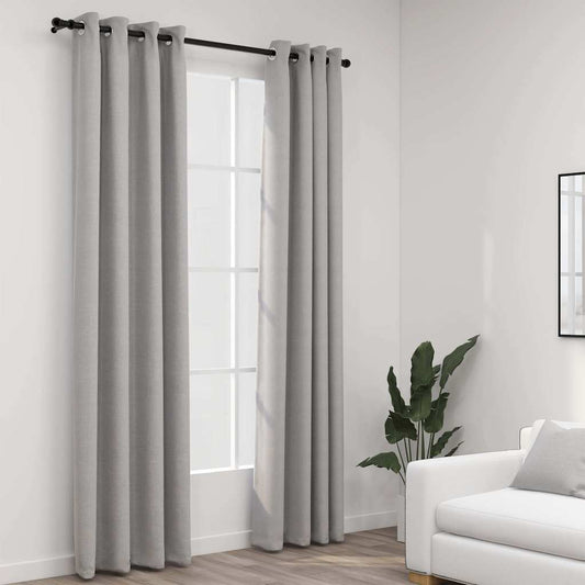 321170 vidaXL Linen-Look Blackout Curtains with Grommets 2pcs Grey 140x245cm