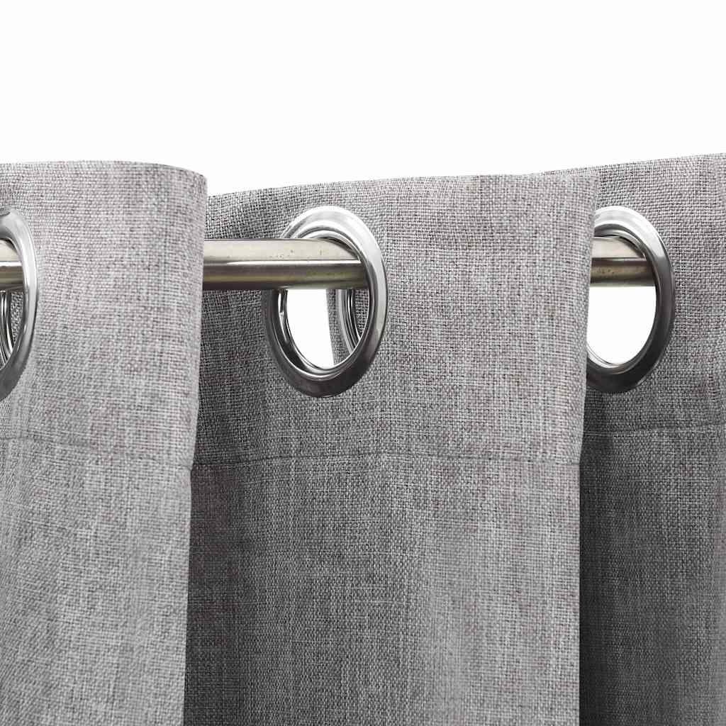321171 vidaXL Linen-Look Blackout Curtain with Grommets Grey 290x245cm