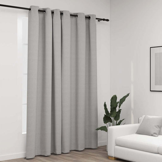 321171 vidaXL Linen-Look Blackout Curtain with Grommets Grey 290x245cm