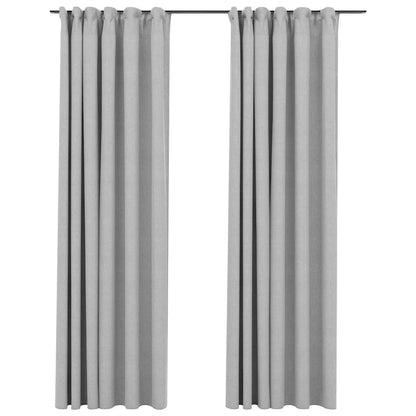 321174 vidaXL Linen-Look Blackout Curtains with Hooks 2 pcs Grey 140x245 cm