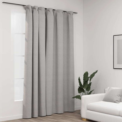 321175 vidaXL Linen-Look Blackout Curtain with Hooks Grey 290x245 cm
