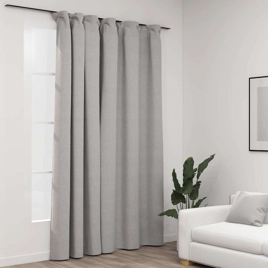 321175 vidaXL Linen-Look Blackout Curtain with Hooks Grey 290x245 cm