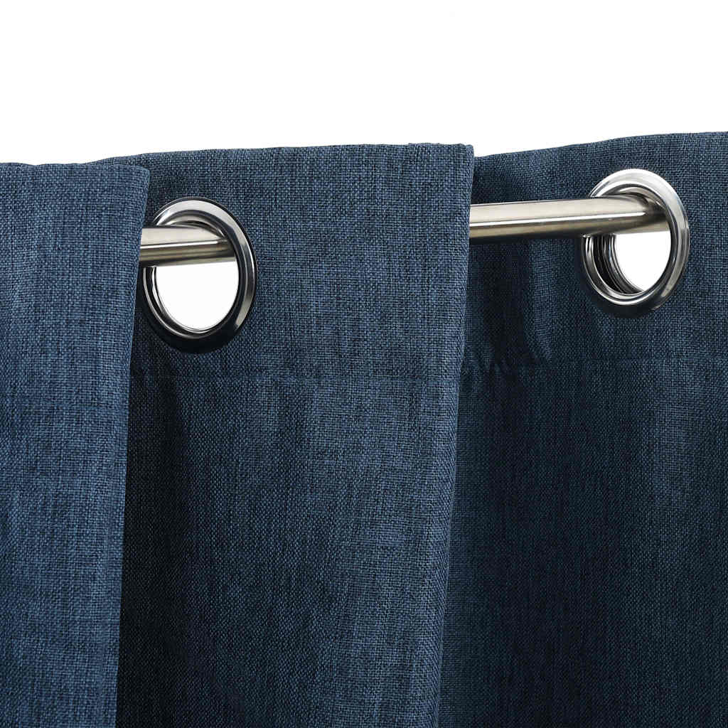 321178 vidaXL Linen-Look Blackout Curtains with Grommets 2 pcs Blue 140x245cm