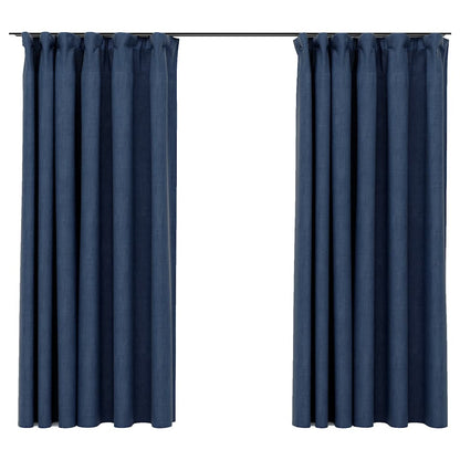 321180 vidaXL Linen-Look Blackout Curtains with Hooks 2 pcs Blue 140x175 cm