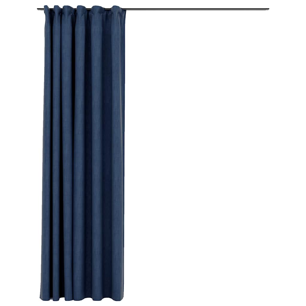 321183 vidaXL Linen-Look Blackout Curtain with Hooks Blue 290x245 cm