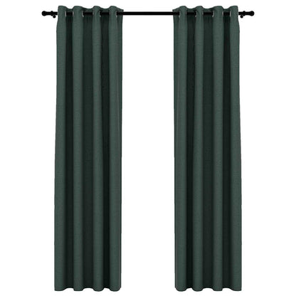 vidaXL Linen-Look Blackout Curtains with Grommets 2pcs Green 140x225cm