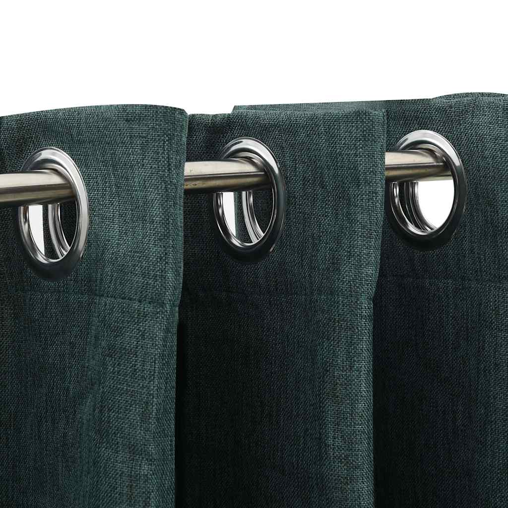 321186 vidaXL Linen-Look Blackout Curtains with Grommets 2pcs Green 140x245cm