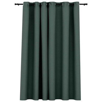 321187 vidaXL Linen-Look Blackout Curtain with Grommets Green 290x245cm