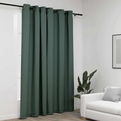 321187 vidaXL Linen-Look Blackout Curtain with Grommets Green 290x245cm