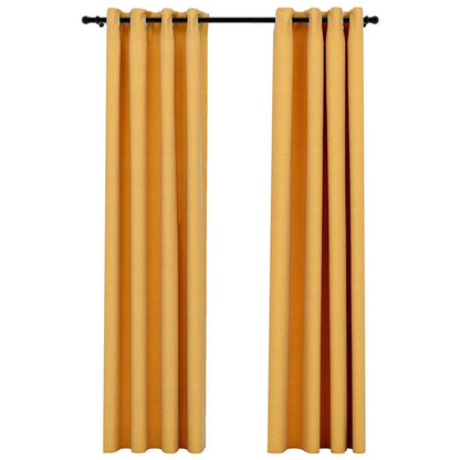 vidaXL Linen-Look Blackout Curtains Grommets 2pcs Yellow 140x225 cm