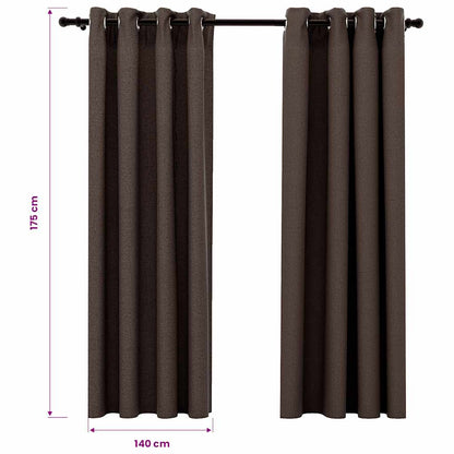 vidaXL Linen-Look Blackout Curtains with Grommets 2pcs Taupe 140x175cm