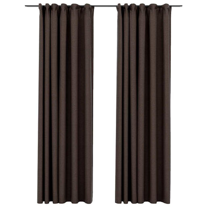 vidaXL Linen-Look Blackout Curtains with Hooks 2 pcs Taupe 140x225 cm
