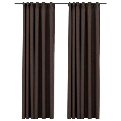 vidaXL Linen-Look Blackout Curtains with Hooks 2 pcs Taupe 140x245 cm