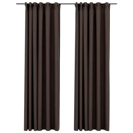 vidaXL Linen-Look Blackout Curtains with Hooks 2 pcs Taupe 140x245 cm