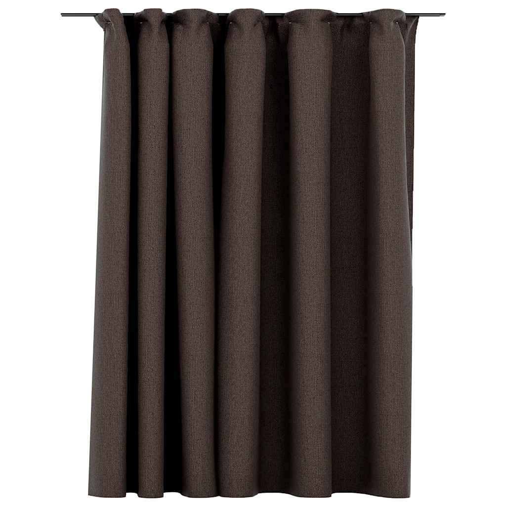 vidaXL Linen-Look Blackout Curtain with Hooks Taupe 290x245 cm