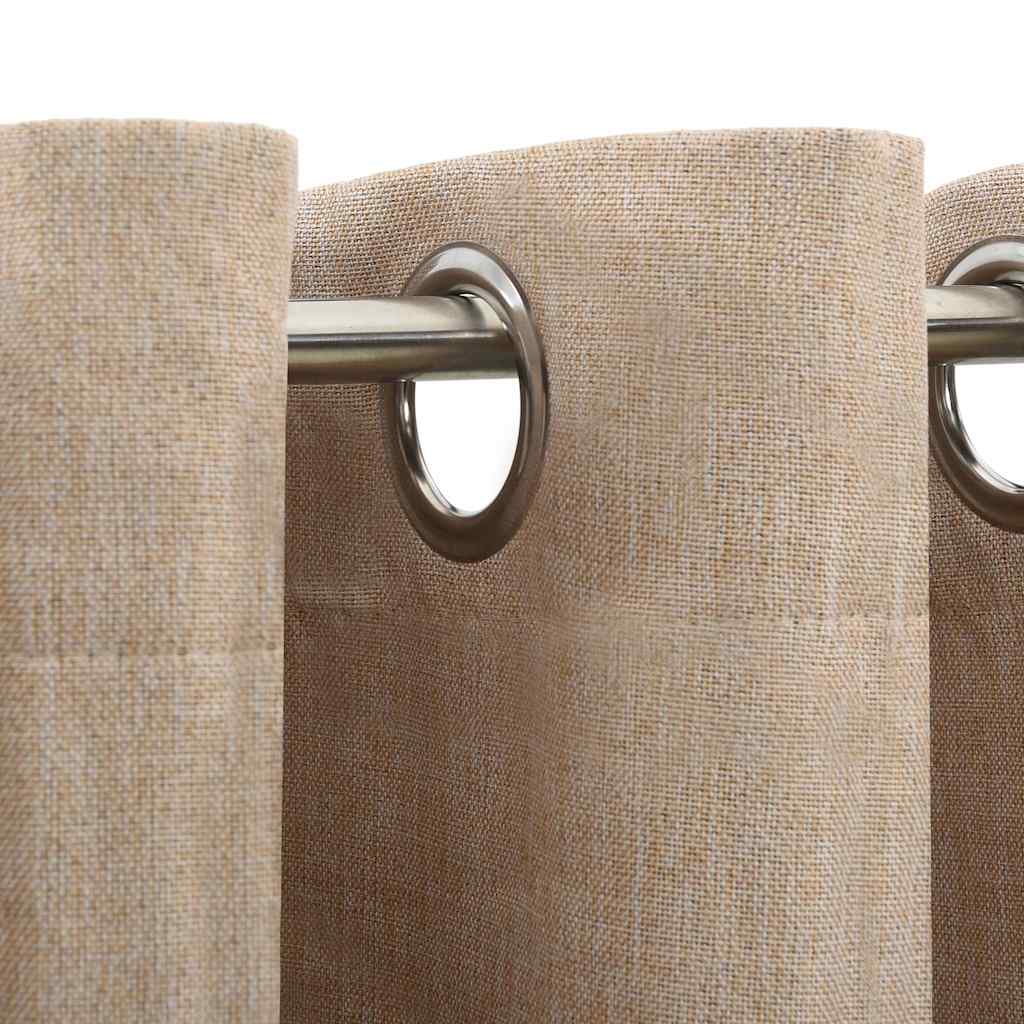 321209 vidaXL Linen-Look Blackout Curtains with Grommets 2pcs Beige 140x225cm