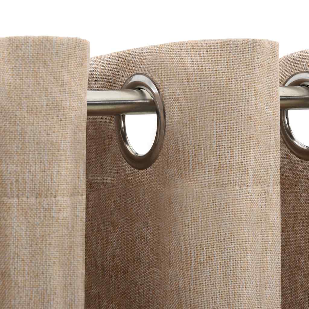 vidaXL Linen-Look Blackout Curtains with Grommets 2pcs Beige 140x245cm