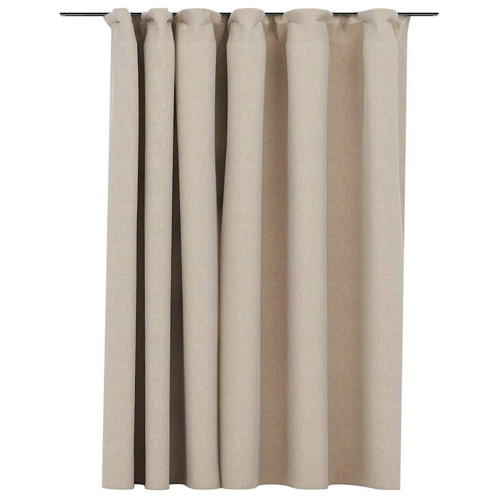 321215 vidaXL Linen-Look Blackout Curtain with Hooks Beige 290x245 cm