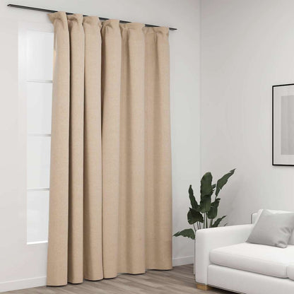 321215 vidaXL Linen-Look Blackout Curtain with Hooks Beige 290x245 cm