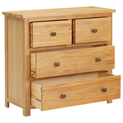 vidaXL Chest Of Drawer | Natural Oak | Solid oak wood, MDF with oak veneer