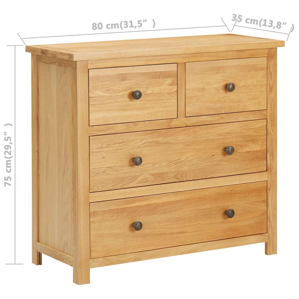 vidaXL Chest Of Drawer | Natural Oak | Solid oak wood, MDF with oak veneer