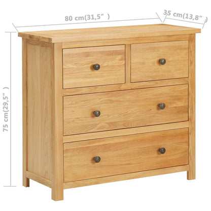 vidaXL Chest Of Drawer | Natural Oak | Solid oak wood, MDF with oak veneer