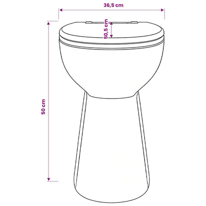 vidaXL Rimless Toilet 7 cm Extra Height Soft Close Ceramic White