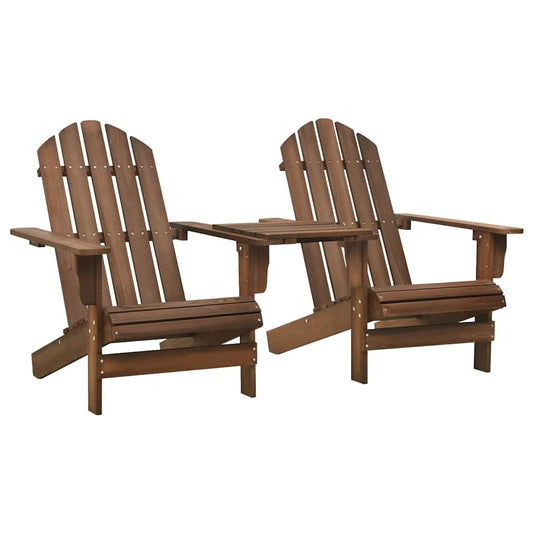 310069 vidaXL Garden Adirondack Chairs with Tea Table Solid Fir Wood Brown