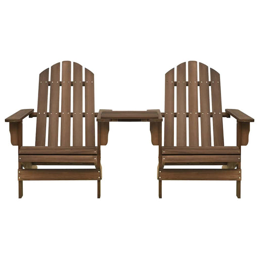 310069 vidaXL Garden Adirondack Chairs with Tea Table Solid Fir Wood Brown