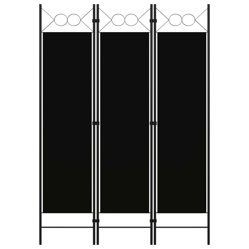 vidaXL 3-Panel Room Divider Black 120x180 cm