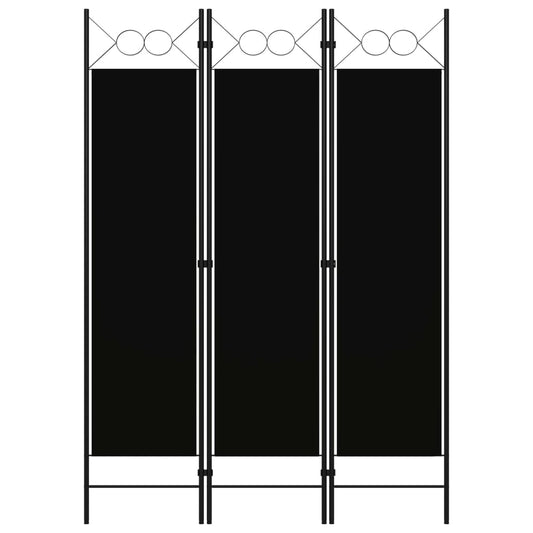 vidaXL 3-Panel Room Divider Black 120x180 cm