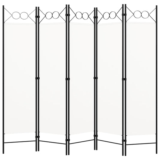 vidaXL 5-Panel Room Divider White 200x180 cm