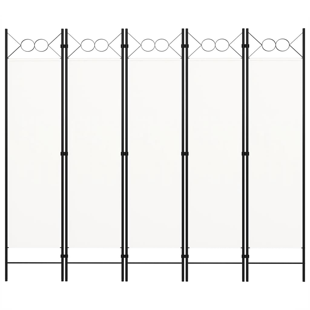 vidaXL 5-Panel Room Divider White 200x180 cm