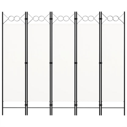 vidaXL 5-Panel Room Divider White 200x180 cm