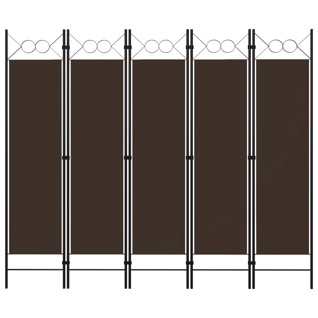 vidaXL 5-Panel Room Divider Brown 200x180 cm