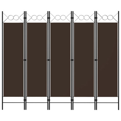 vidaXL 5-Panel Room Divider Brown 200x180 cm