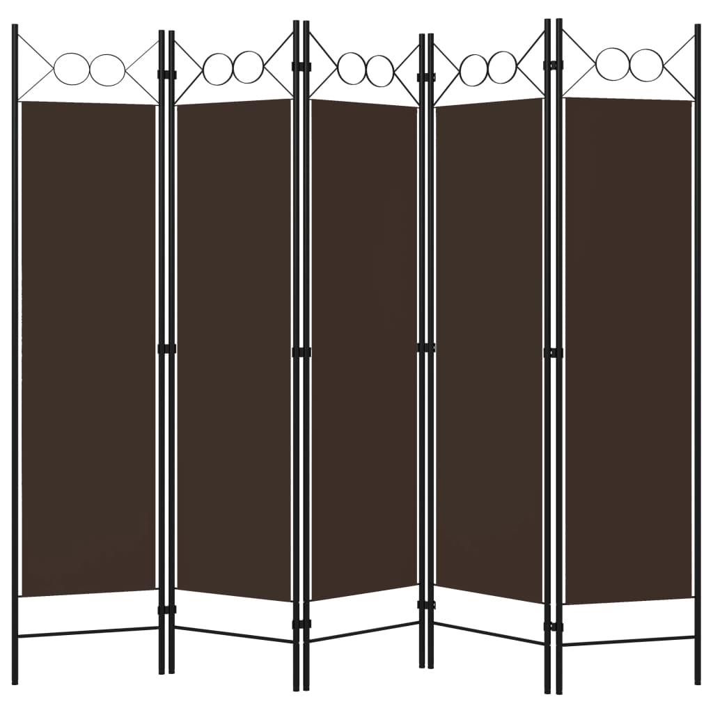 vidaXL 5-Panel Room Divider Brown 200x180 cm