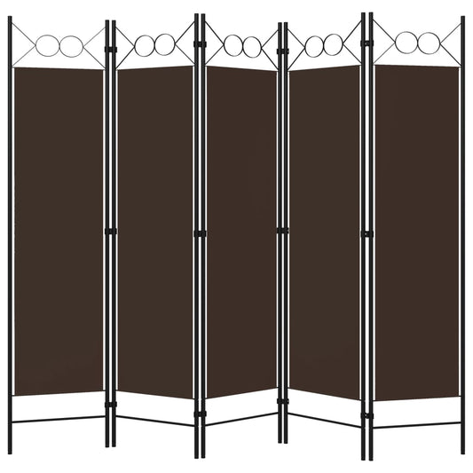 vidaXL 5-Panel Room Divider Brown 200x180 cm