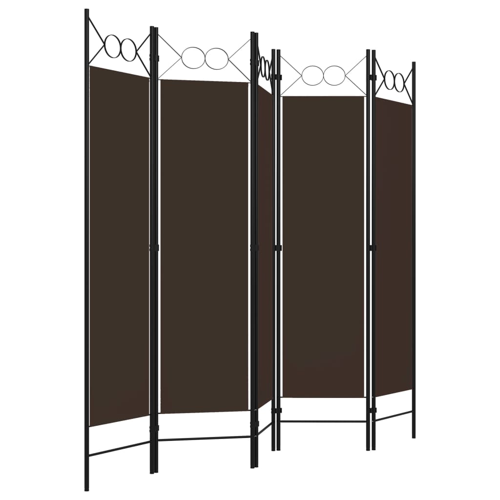 vidaXL 5-Panel Room Divider Brown 200x180 cm